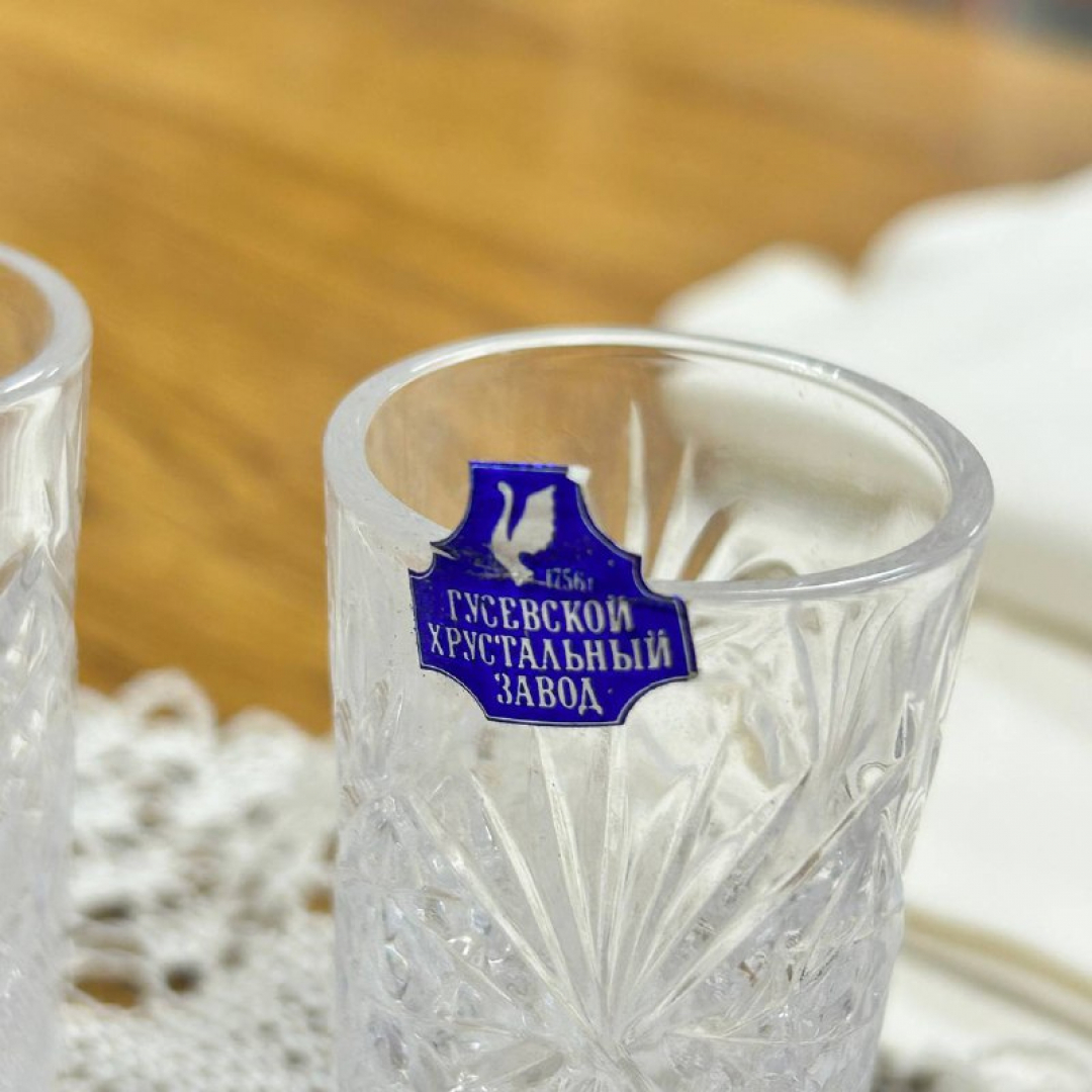 Набор стопок из хрусталя Гусевской ХЗ, рисунок от формы, этикетки. Цена за 6шт. Картинка 3